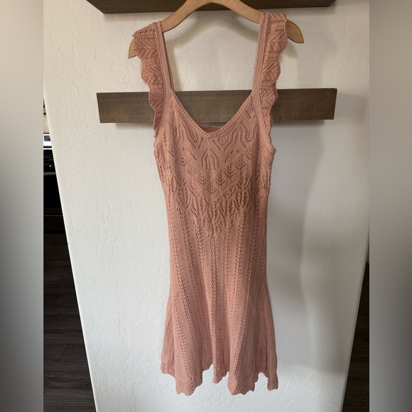 Freshman 1996|Boho knit crotchet sleeveless midi dress,Dusty rose,size large••• - Picture 5 of 11